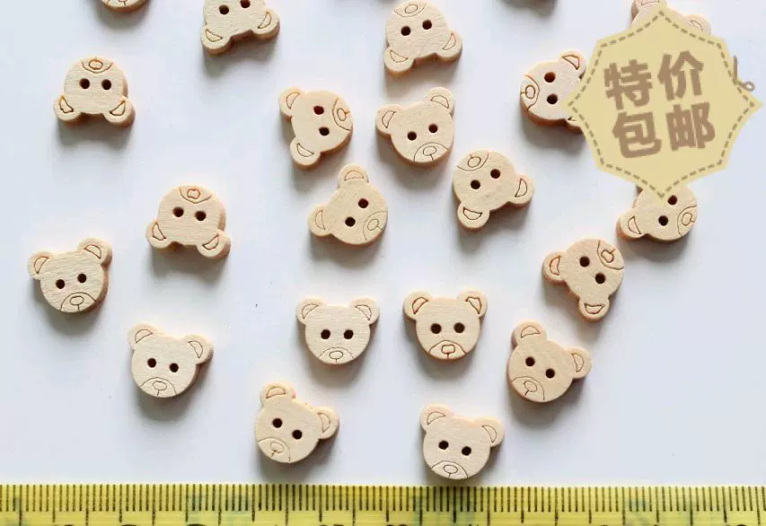 Accessory handmade, cartoon wooden children's accessories, wholesale, with little bears