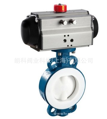 气动四氟蝶阀DN65-350 气动衬氟蝶阀气动对夹式衬氟蝶阀D671F-16
