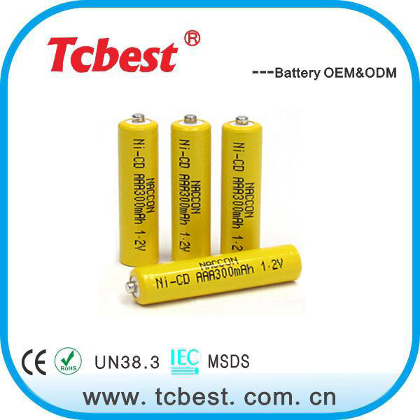 厂家供应 Tcbest镍镉电池 容量300毫安时 电动玩具遥控器电池 AAA
