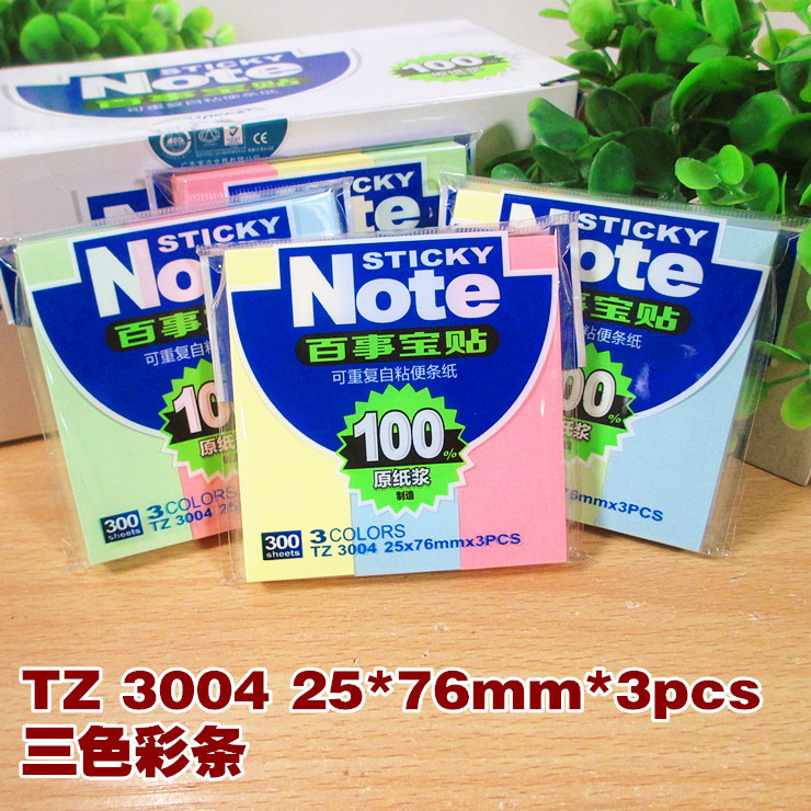 Treasure TZ3004 Pepe stickers 25*76mm * 3 color strips of self-adhesive note paper 300 notes