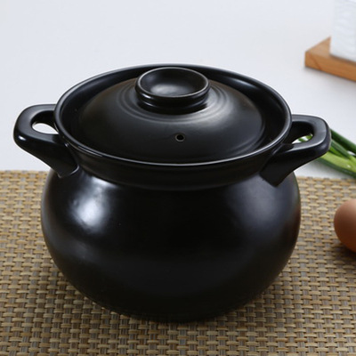 厂家直销潮州黑色日式耐高温炖锅 不裂双耳陶瓷锅 汤锅批发|ms