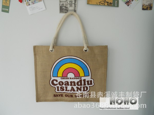 批发黄麻袋麻布袋logo手提棉麻袋彩色麻布袋 防水麻布袋