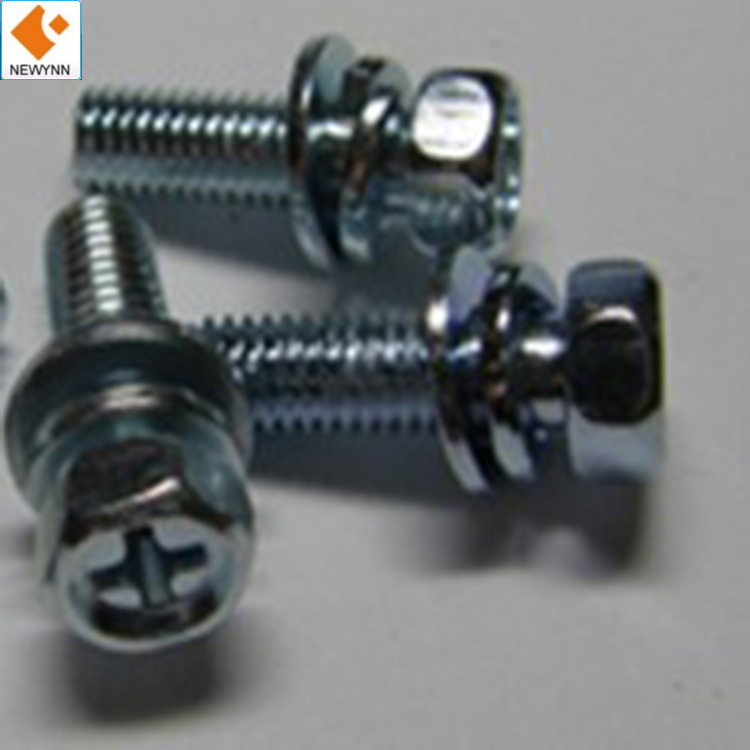 gb9074 十字凹穴六角头螺栓平簧垫组合螺栓 碳钢组合M3M4M6M8M10