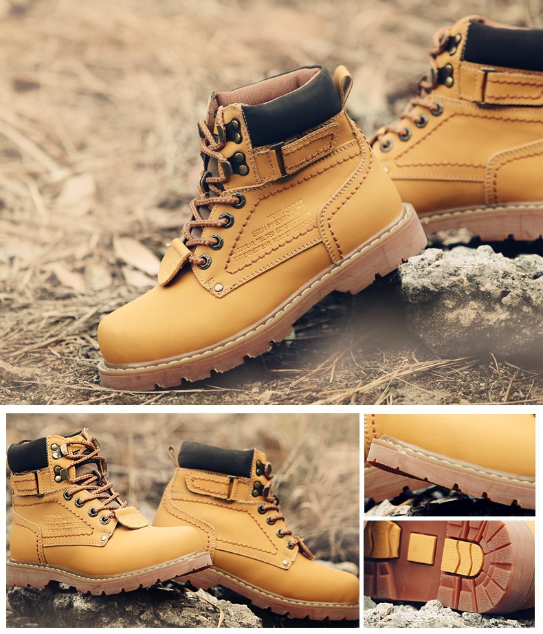 Waterproof Leather Work Boots For Men Winter Fleece Lined_voghion.com