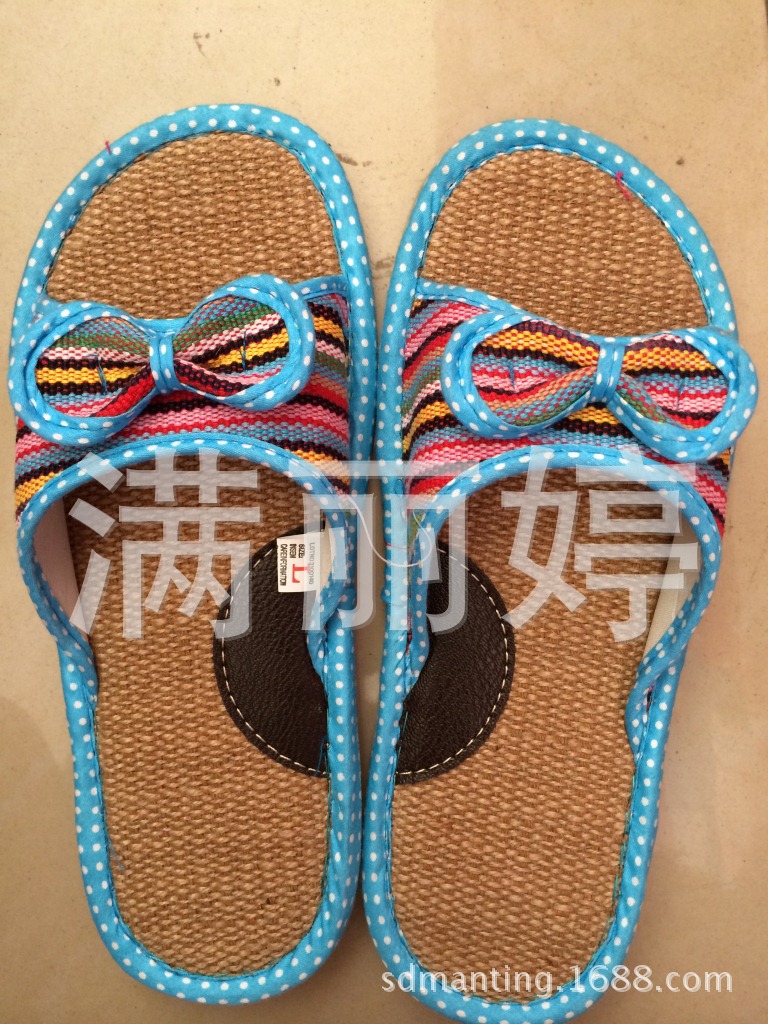 鲁梭　老粗布保健女士拖鞋　牛筋底家居拖鞋　吸汗防滑|ms