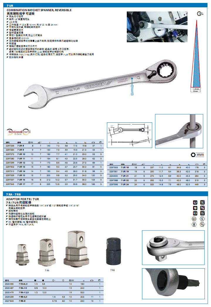 吉多瑞两用棘轮扳手套装 可逆转 扁平式样