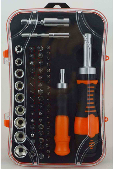 HZF-8227供应65件精密螺丝批棘轮组套，家用电脑手机修理工具