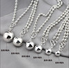 Round beads, necklace, sweater, fashionable accessory, simple and elegant design, silver 99 sample, pearl silver, silver 99 sample