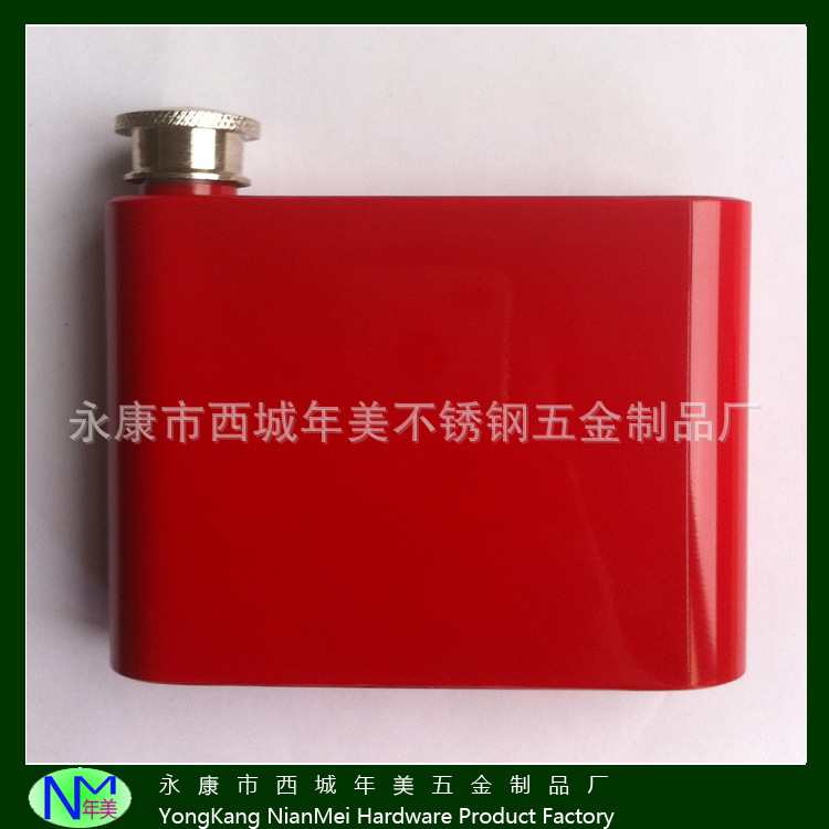 直销 优质4OZ旗形喷漆不锈钢酒壶 永康酒壶新品