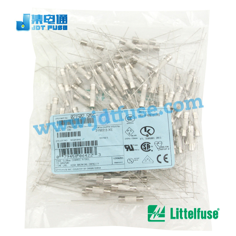 双帽021502.5MXEP 力特Littelfuse 带引线5×20陶瓷保险管2.5A