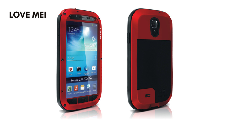 LOVE MEI Powerful Water Resistant Shockproof Dust/Dirt/Snow Proof Aluminum Metal Outdoor Heavy Duty Case Cover for Samsung Galaxy S4