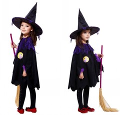 Halloween children's costume, flower child dress performance suit, Christmas costume party witch cloak S-0021