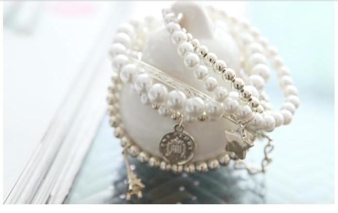 Pearl Vintage Bracelet Coin Six-piece Jewelry Multi-layer Elastic Bracelet display picture 4