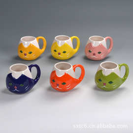 供应猫杯丨赠送品陶瓷猫杯丨白云土卡通猫杯丨精美环保轻质猫杯
