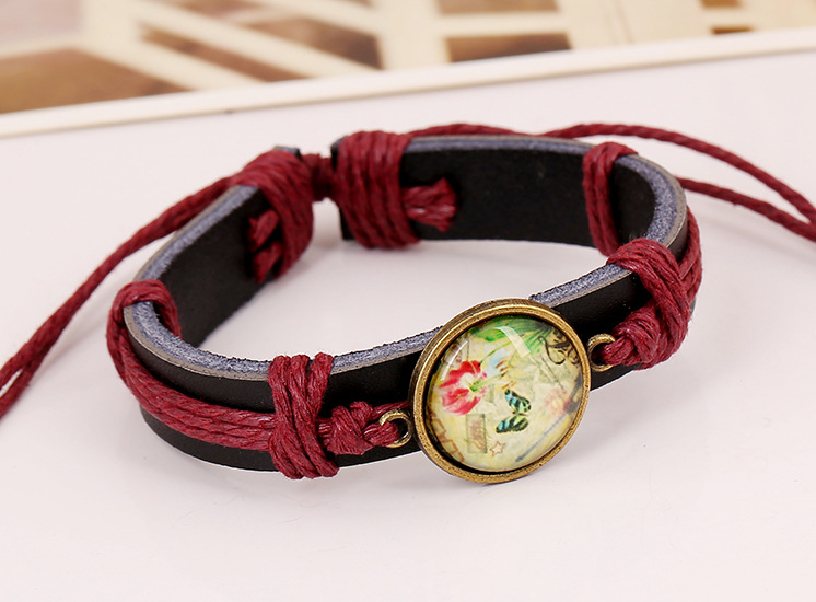 Jewelry New Time Gem Bracelet Jewelry Woven Leather Bracelet Cowhide Bracelet display picture 1