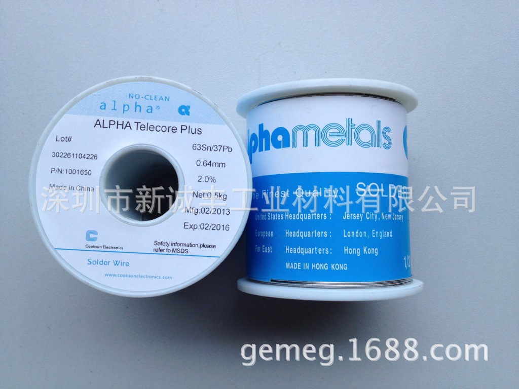 美国ALPHA爱法（阿尔法）焊锡线/焊锡丝63Sn/Pb37-0.64MM-F2.0