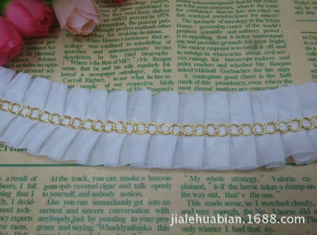 新款雪纺排折 金线八字打折花边 DIY辅料花边