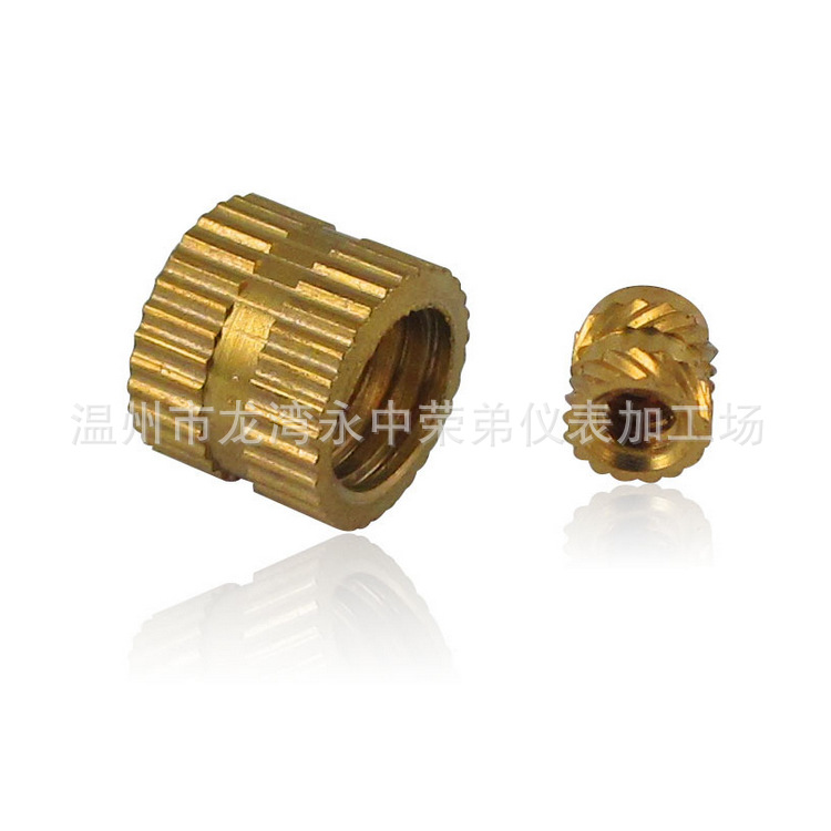 网纹铜嵌件 滚花铜螺母 预埋铜镶嵌件铜嵌件 铜螺母标准件加工
