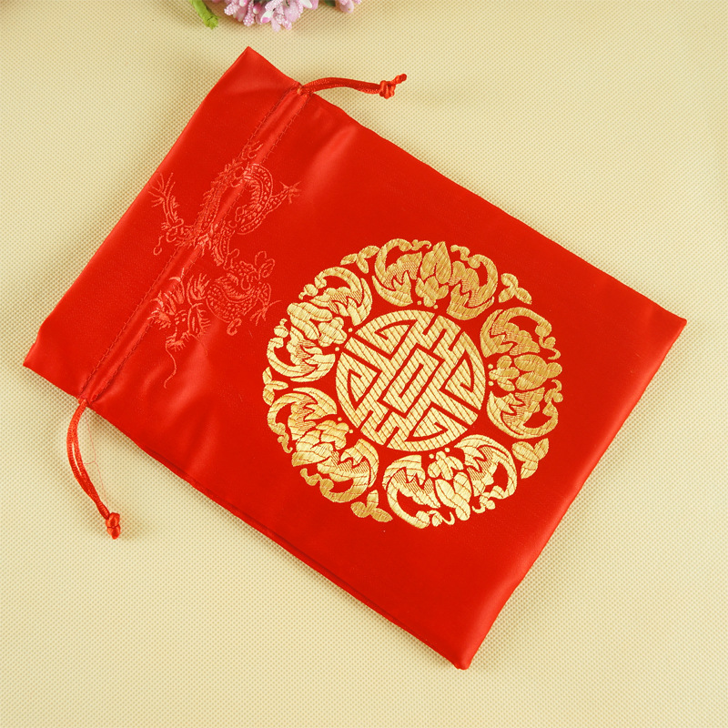 工厂婚庆批发织锦缎喜糖袋子结婚喜糖盒婚礼糖果袋礼品袋喜袋五福