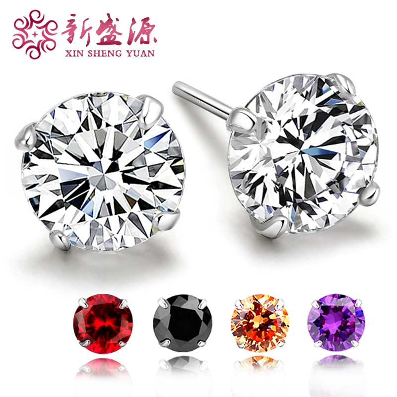 925 серьги из чистого серебра с четырьмя когтями, модные новые европейские и американские украшения для ушей со стразами оптом