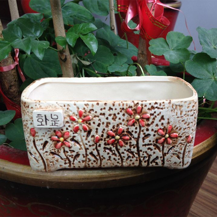 High-Quality Ceramic Flower Pots, Fashionable Home Decor, Exquisite Painted Small Balcony Planters, Popular for Flowers and Green Plants, Tabletop-Style Rustic Pottery