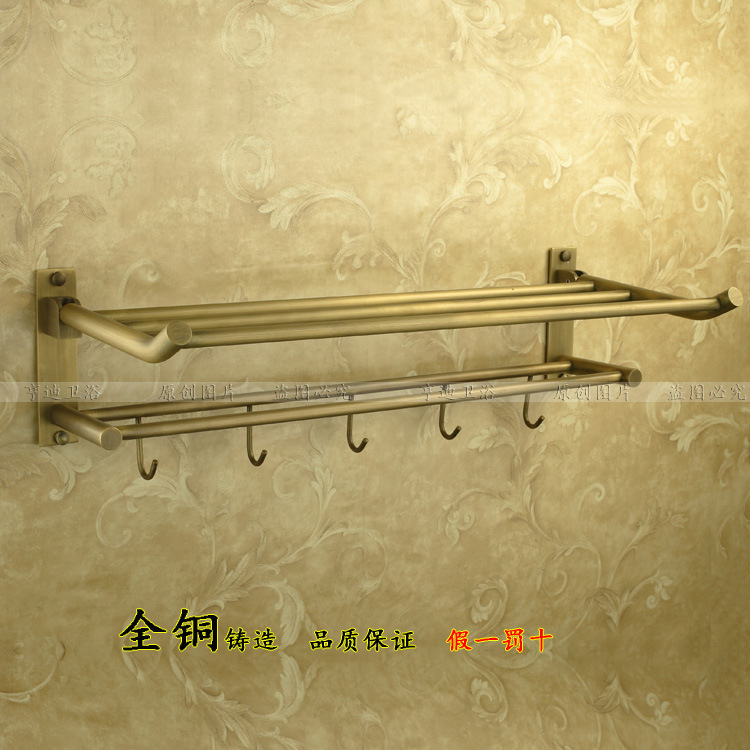 全铜欧式复古活动折叠浴巾架 带钩毛巾架置物架 仿古卫浴五金挂件|ru