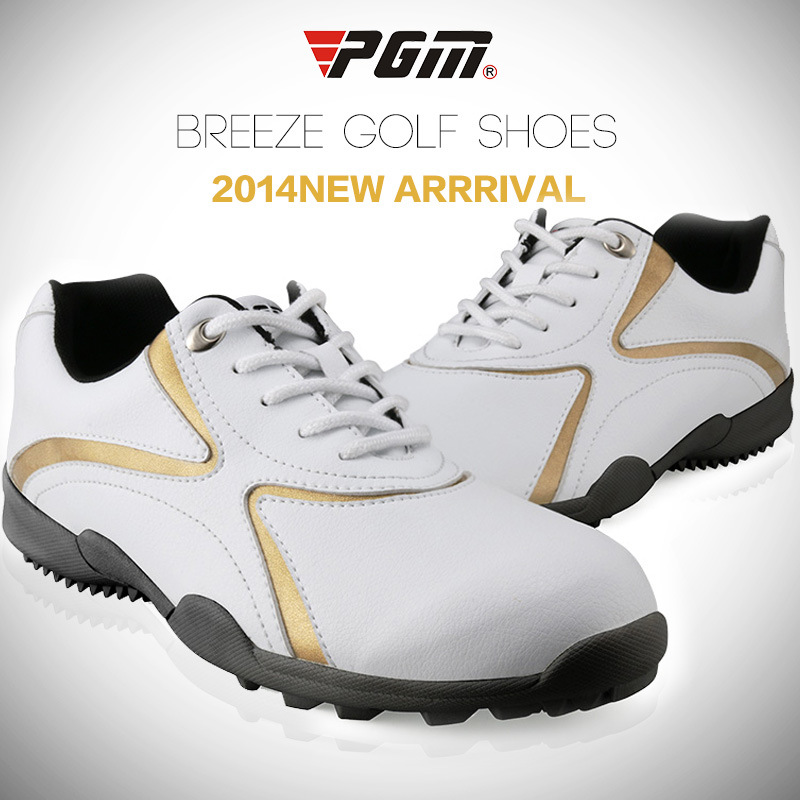 Giày golf nam đinh cố định chống nước thoáng khí PGM XZ016 — XZ016 vàng trắng