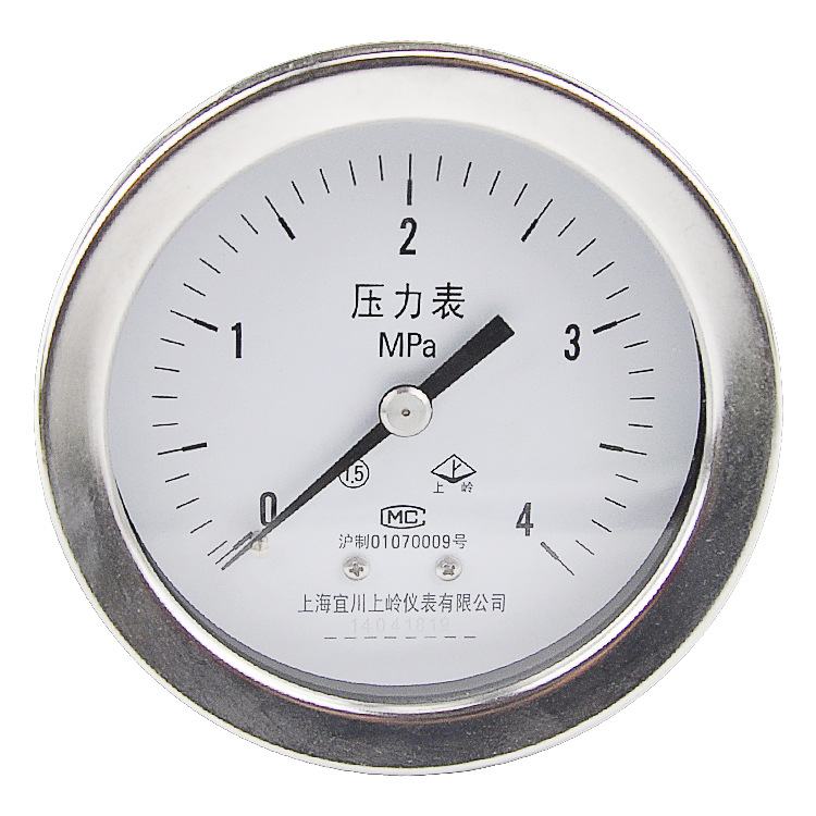 上海宜川 上岭全不锈钢压力表 Y100ZBF-1  轴向 304，316， 316L