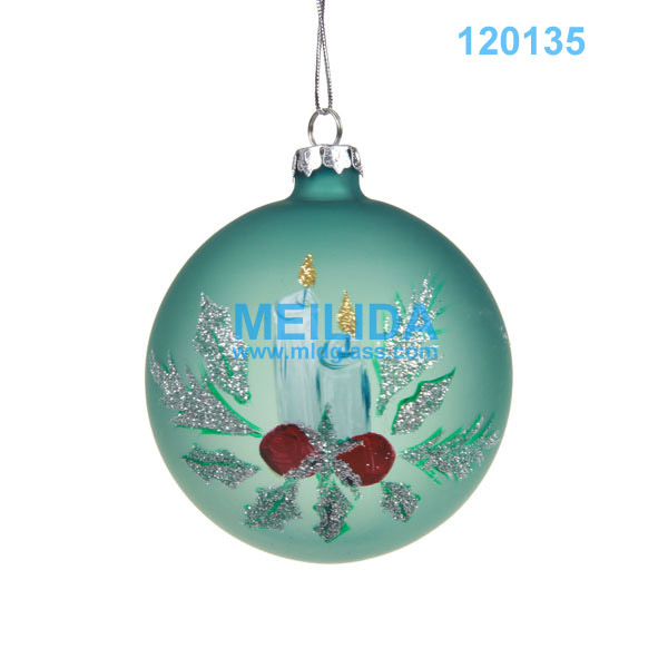 供应圣诞玻璃球 /手工彩绘圣诞玻璃球挂件/亚光单色圣诞球