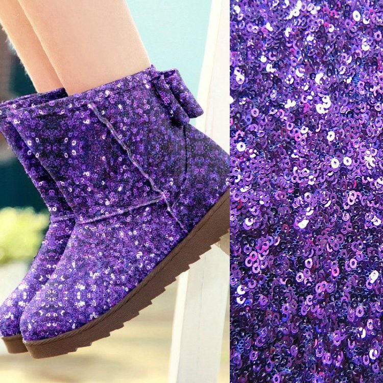 3mm珠片绣花网底面料 加密亮片绣花面料 鞋帽时装辅料 厂家直销