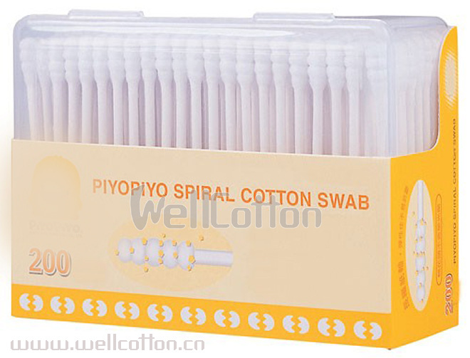 200pcs spiral cotton buds rect