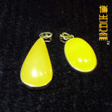 【博古石斋】厂家直发正宗印尼金田黄 镶925银 心形吊坠 色泽通透