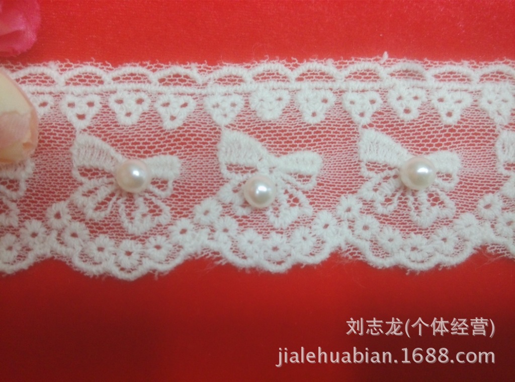 3.8CM经典秀气柔软网绣蝴蝶型钉珠