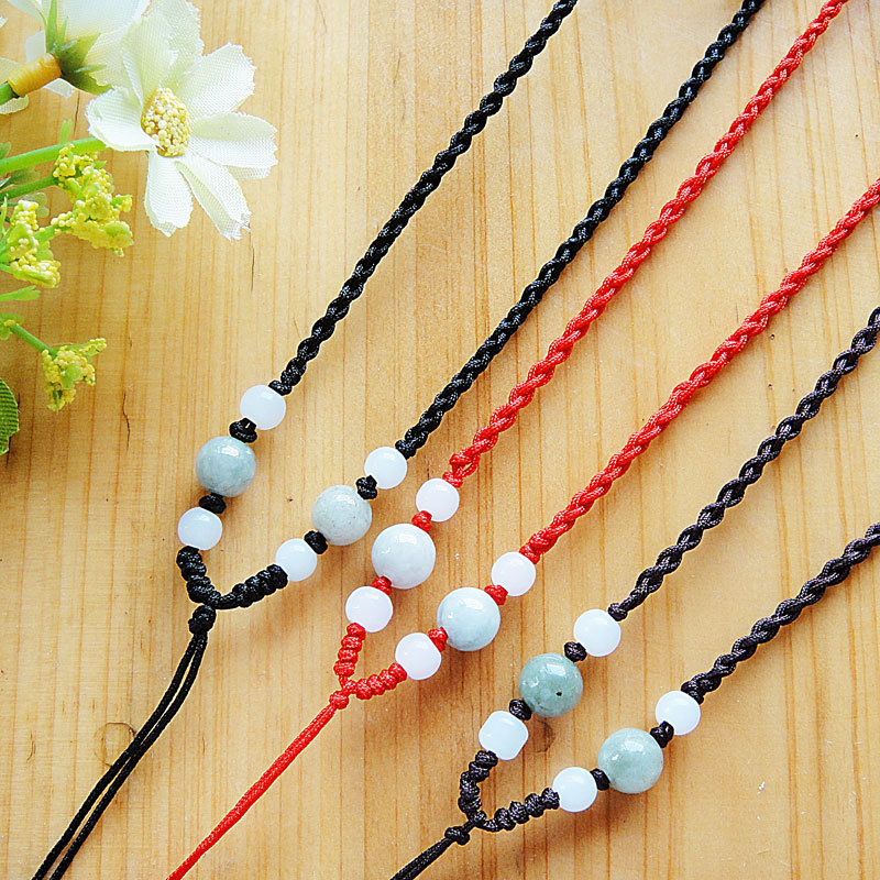 翡翠A货玉圆珠项链绳子玉器吊坠挂绳玉珠绳玉器链子厂家批发|ru