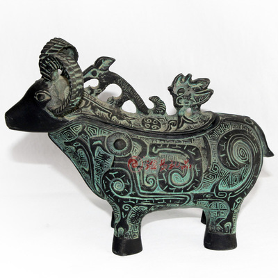 批发中国风特色礼品送老外仿古青铜器古代容酒器羊尊|ms