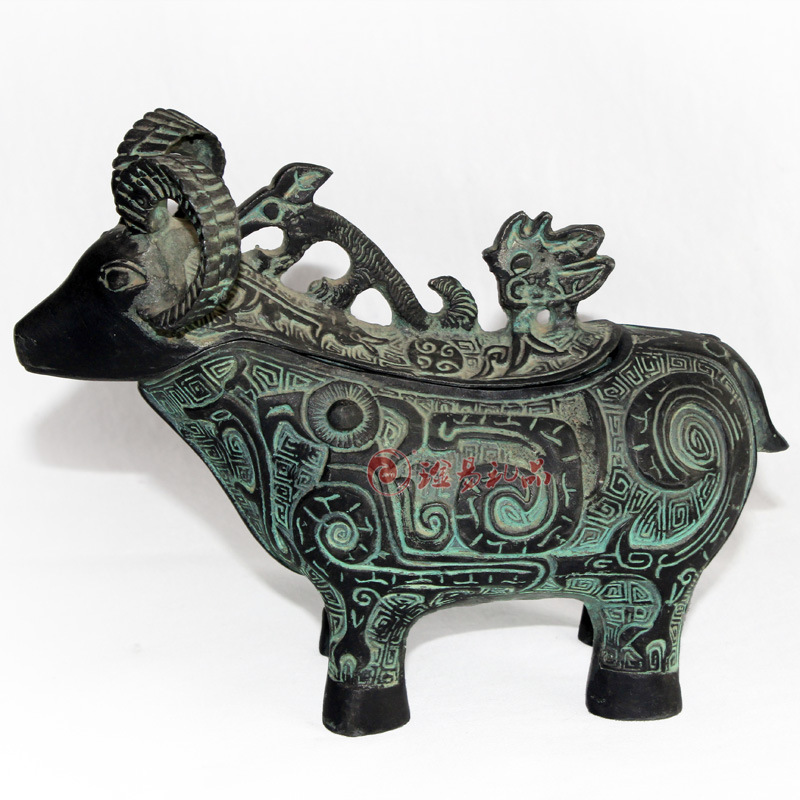 批发中国风特色礼品送老外仿古青铜器古代容酒器羊尊|ms