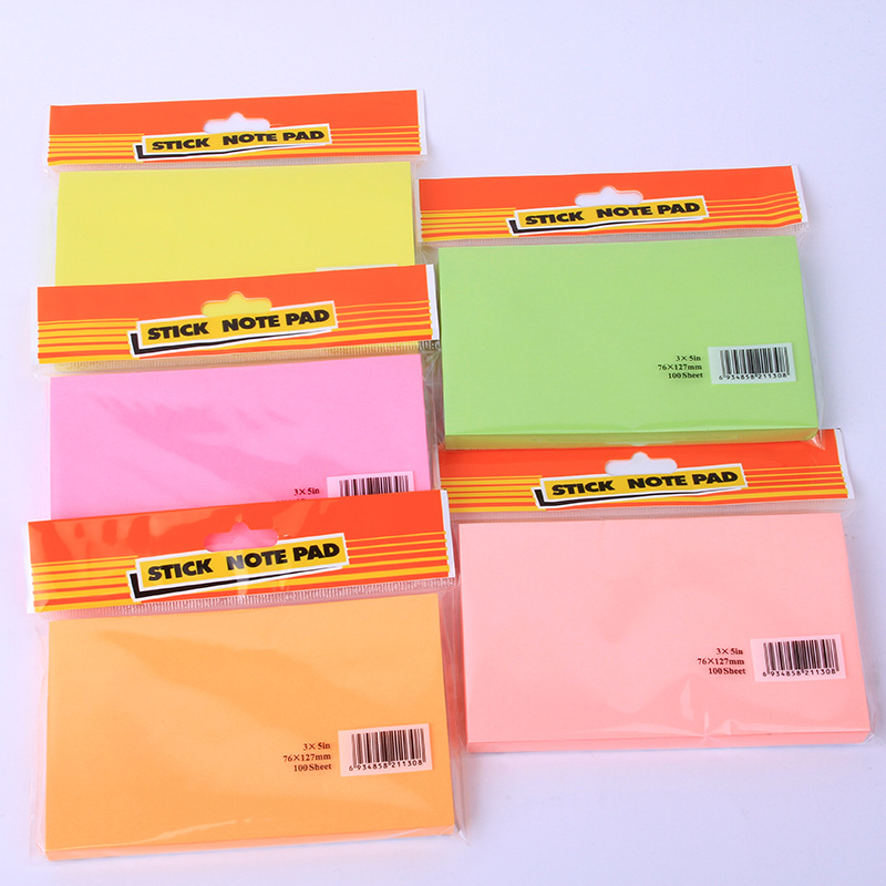 wholesale 76x125 Sticky Large Everything autohesion Note paper Forget things colour Scratch Pad 100 Zhang