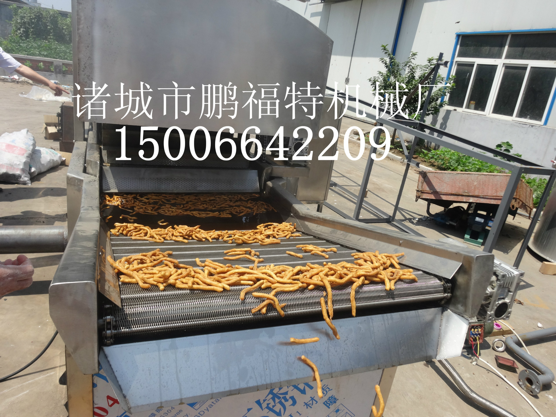 炸鱼连续油炸机、炸猪皮连续油炸机、炸江米条连续油炸机