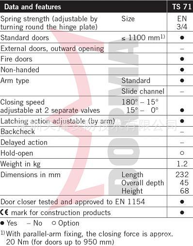 DORMA多玛TS71闭门器