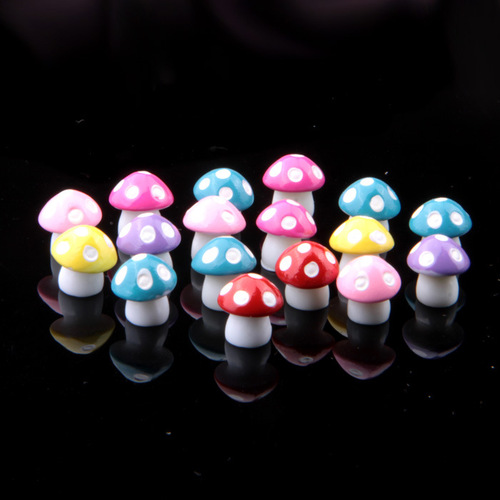 Mini colorful resin six-point mushroom moss succulent micro-landscape ecological bottle DIY accessories landscaping ornaments doll