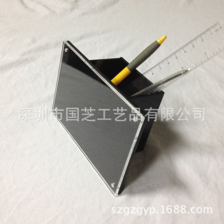 亚克力带笔筒相框透明加黑色有机玻璃亚加力磁铁更换相架