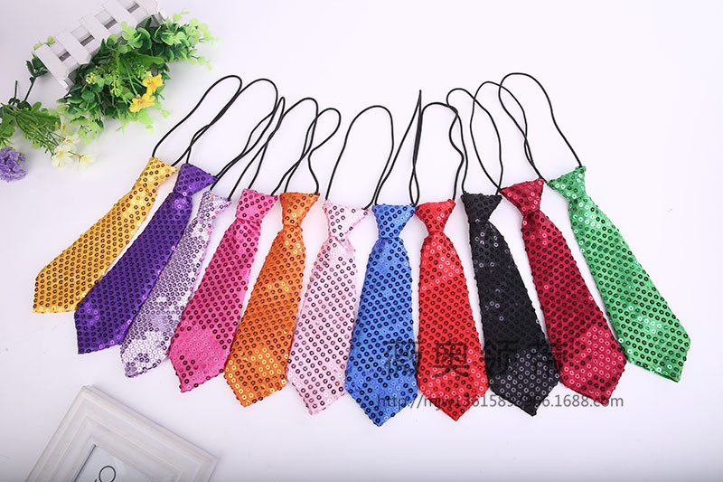 stage show Magic Show Clothes & Accessories necktie children Korean Edition Sequins necktie Dazzling Trend necktie