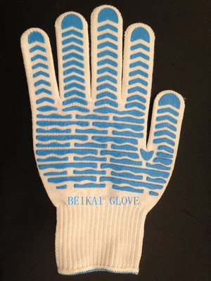 批发十针点塑胶手套手部防护手套 防滑耐磨环保塑胶手套外贸手套|ru