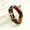 Fashionable metal leather woven bracelet, accessory handmade, genuine leather, European style, wholesale