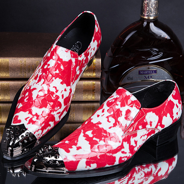 Men's red shoes English style pointed-toe