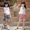 Summer trousers with bow, set, children's clothing, wholesale