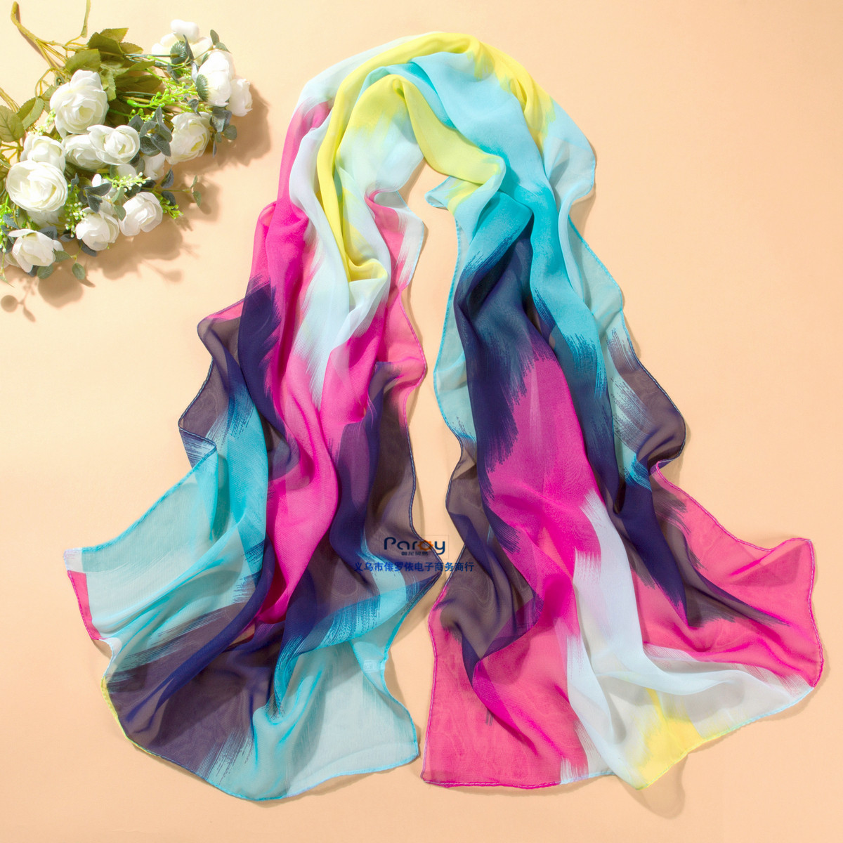 新款廠家優質時尚五彩缤紛幻彩長絲巾批發 義烏超柔軟貨源圍巾