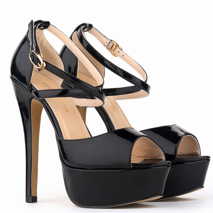 817-8 New fashions, bright and lacquered skin, super high and European sexy fish mouth sandals