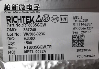 RT8035GQW 原厂原装 QFN10 开关电源管理芯片 丝印GD=