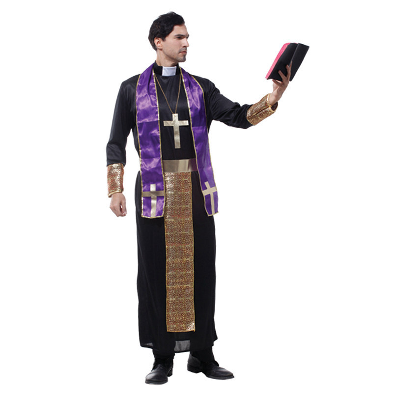 成人牧师袍子 修士套装 神父服装 教父服装 高贵传教士衣服-阿里巴巴